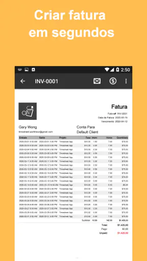Timesheet - Horas Trabalhadas screenshot
