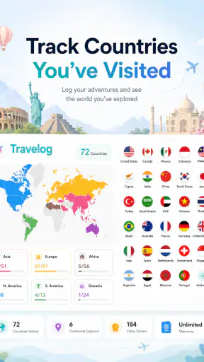 Travelog: Países Visitados screenshot