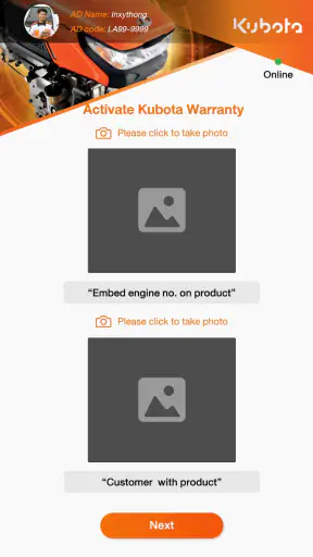 Kubota Warranty screenshot