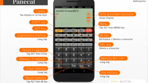 Panecal scientific calculator screenshot