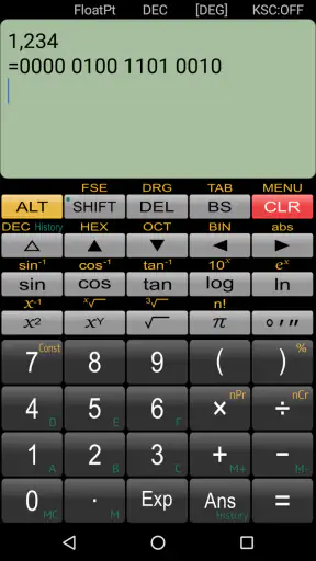 Panecal scientific calculator screenshot
