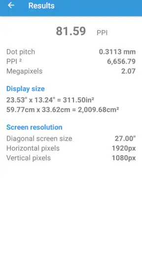 PPI Calc - DPI Calculator screenshot