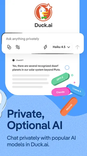 DuckDuckGo Browser, Search, AI screenshot